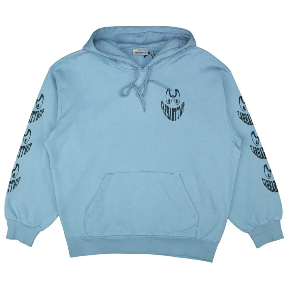Rare Carhartt WIP Hooded Grin Sweatshirt Blue Medium Boxy Fit Cotton Sold Out